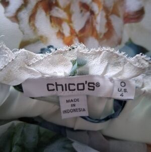 Chico's Floral Maxi Dress - Cream and Green